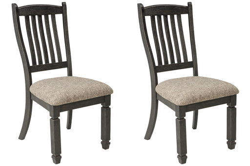 Ashley Furniture Tyler Creek dining chair set featuring four sturdy wooden chairs with upholstered seats and stylish design.