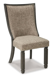 Ashley Furniture Tyler Creek Dining Chair Set featuring four upholstered chairs with wooden legs and a classic design