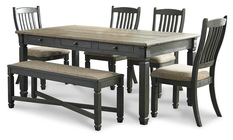 Ashley Furniture Tyler Creek dining room set with a wooden table and six matching chairs, stylish and modern for home dining.
