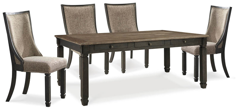 Ashley Furniture Tyler Creek dining room set with a wooden table and matching chairs, featuring a classic design and warm finish.
