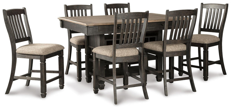 Ashley Furniture Tyler Creek counter height dining set with a table and matching chairs in a modern dining room style.