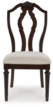 Ashley Furniture Lavinton dining chair with a wooden frame and upholstered seat, shown from a front head-on view.