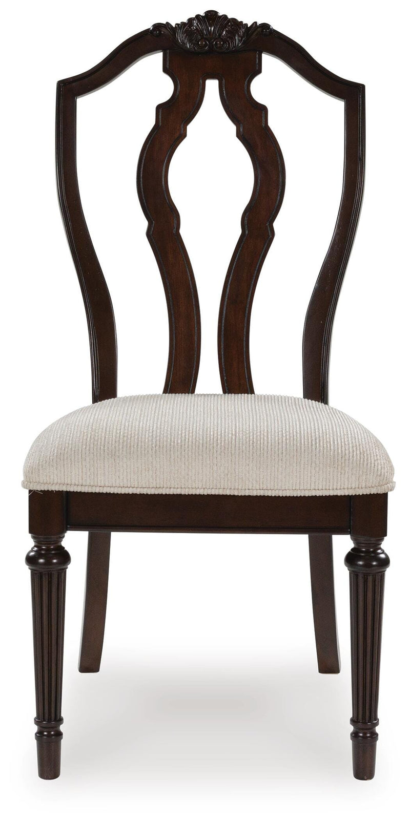 Ashley Furniture Lavinton dining chair with a wooden frame and upholstered seat, shown from a front head-on view.