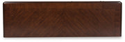 Ashley Furniture Lavinton dining server with a polished wooden top and elegant storage compartments.