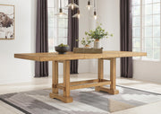 Ashley Furniture Havonplane dining room set with a wooden table and matching chairs, featuring a leaf design on the table surface.