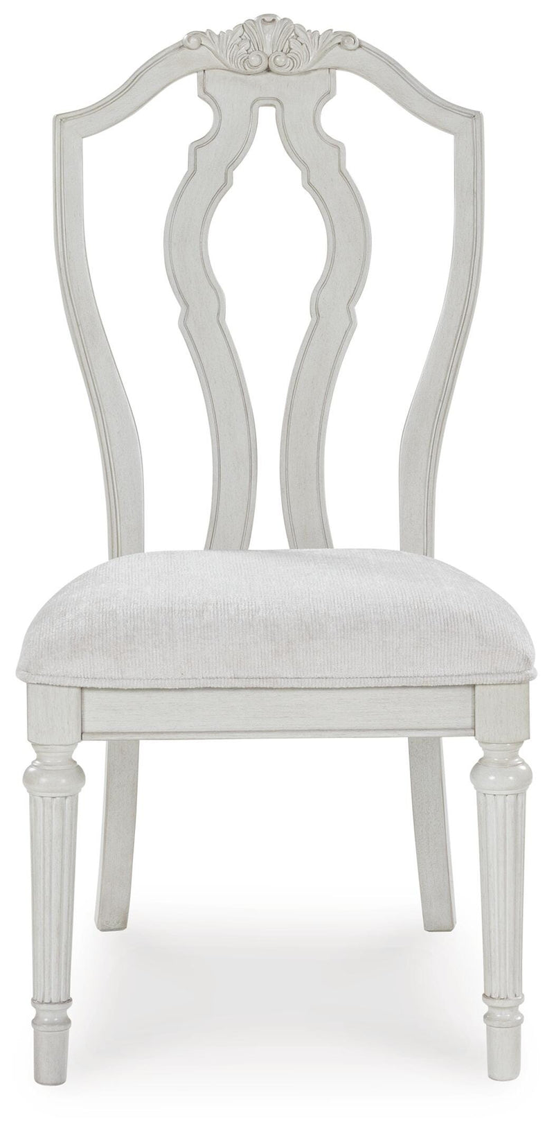 Ashley Furniture Montelaine dining chair with upholstered seat and back, featuring elegant wooden legs and a classic design.