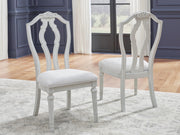 Montelaine Ashley Furniture dining chair with upholstered seat and wooden legs, shown in a modern dining room setting.