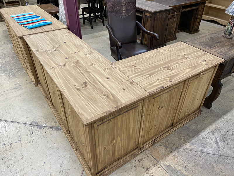 Solid Pine L-Shaped Executive Desk
