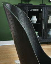 Ashley Furniture Rowanbeck dining room set with a wooden table and matching chairs, detailed view of the dining package.