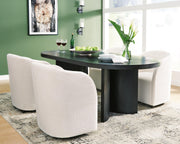 Ashley Furniture Rowanbeck dining room set with a wooden table and matching chairs, showcasing a classic dining package design.