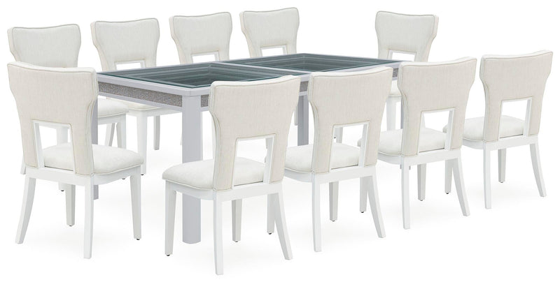 Ashley Furniture Chalanna dining room set with a wooden table and matching chairs, elegant and modern for dining spaces.