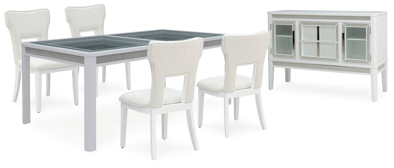 Ashley Furniture Chalanna dining room set with wood table and matching chairs, elegant and modern for a stylish dining space.