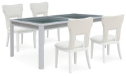 Ashley Furniture Chalanna dining room set with table and chairs, featuring a modern design in warm wood finish.