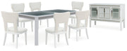 Ashley Furniture Chalanna dining room set with a wooden table and six matching chairs, elegant and modern dining package.