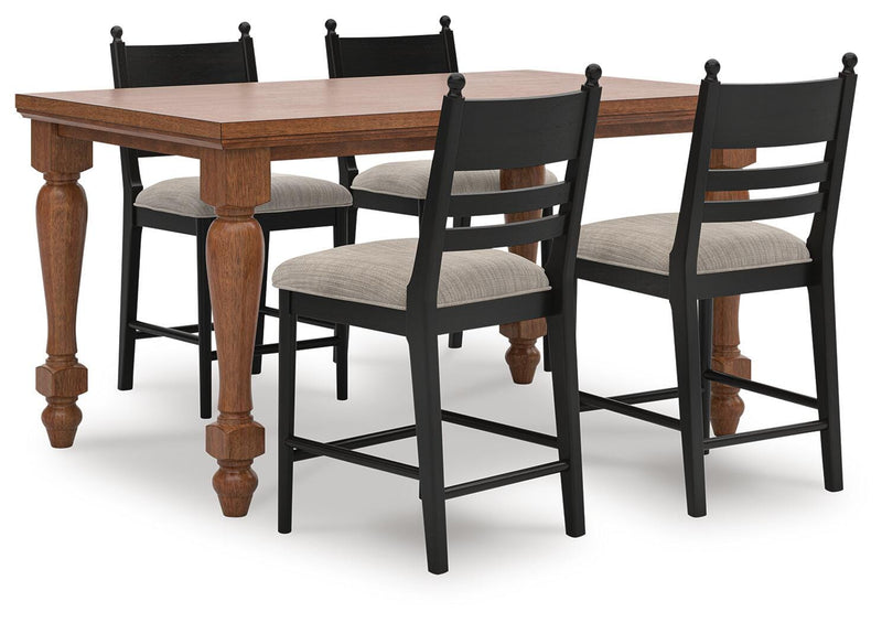 Ashley Furniture Greddinton dining room set with wooden table and six upholstered chairs, elegant hardwood finish.