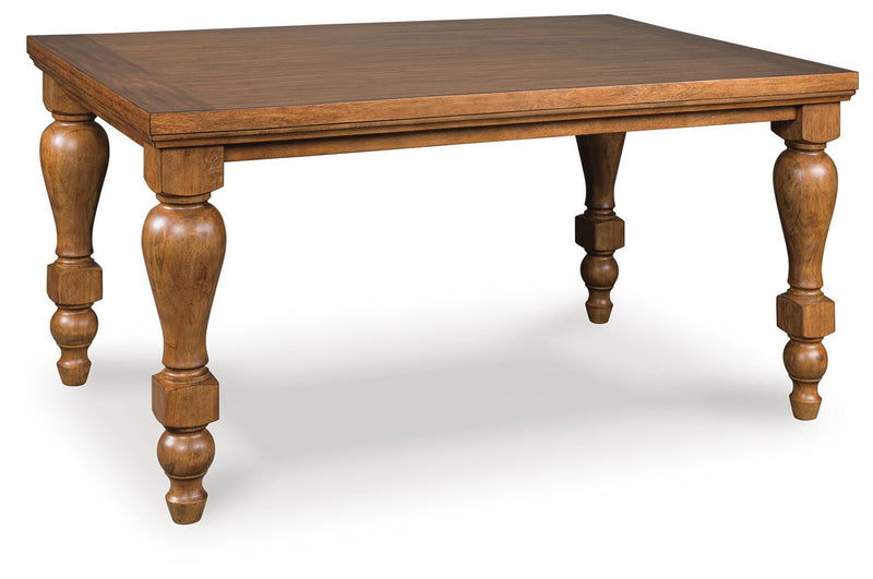 Ashley Furniture Greddinton dining room set with a table and six chairs, showcased from an angled side view.