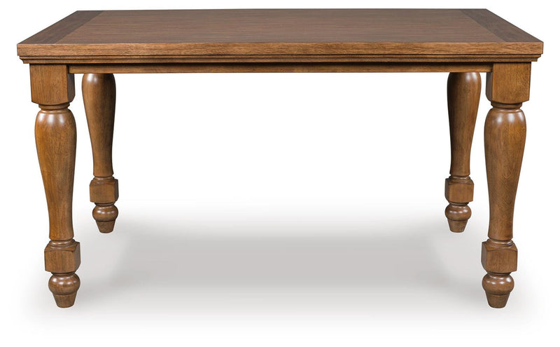 Ashley Furniture Greddinton dining room set with a wooden table and matching chairs, shown from a head-on angle.