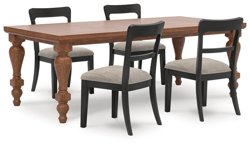 Ashley Furniture Greddinton dining room set with a rectangular wooden table and matching upholstered chairs in a warm finish.