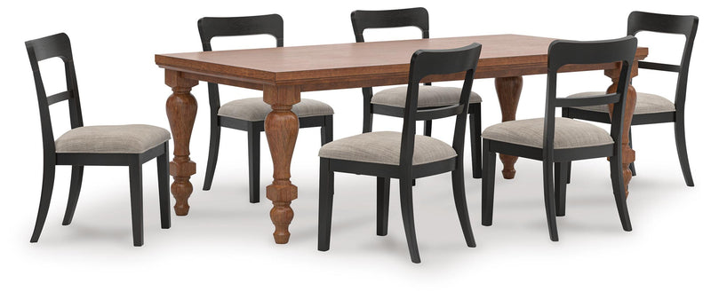 Ashley Furniture Greddinton dining room set with a wooden table and matching chairs, styled for a modern dining space.