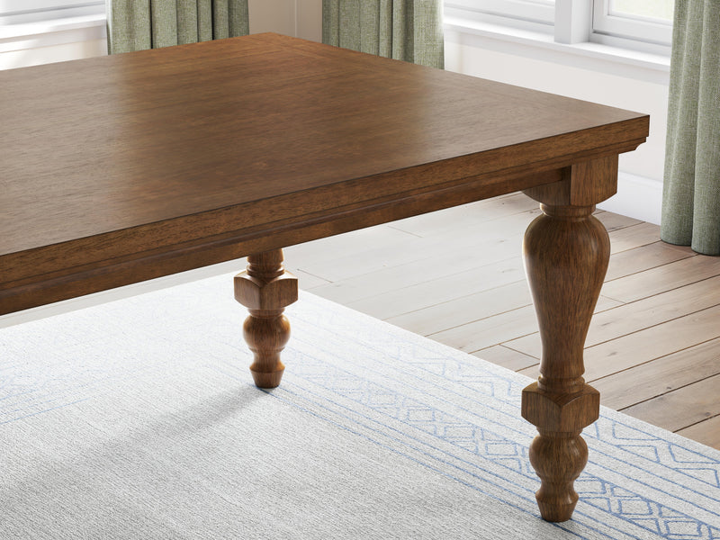 Ashley Furniture Greddinton dining room set with a wooden table and six matching chairs, detailed view of the elegant dining arrangement.