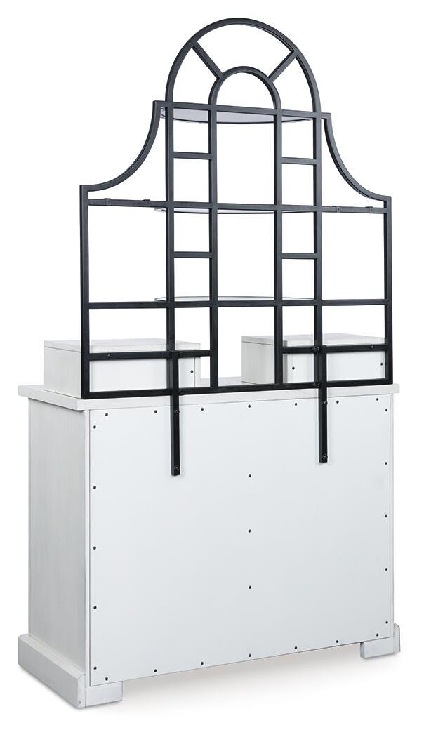 Ashley Furniture Greddinton baker's rack hutch with open shelves and storage compartments, showcasing a classic wooden design.