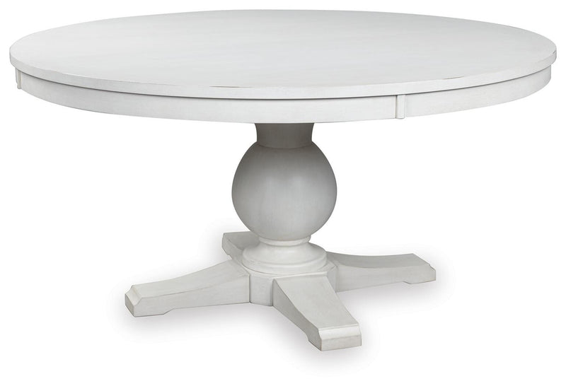 Ashley Furniture Greddinton dining room set featuring a table with six upholstered chairs and elegant wood finish, shown from an angle.