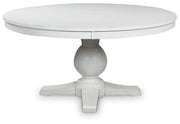Ashley Furniture Greddinton dining room set with a wooden table and matching chairs, shown from a head-on angle.