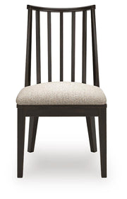 Ashley Furniture Galliden dining chair with dark wood finish and upholstered seat, shown from a front head-on view.