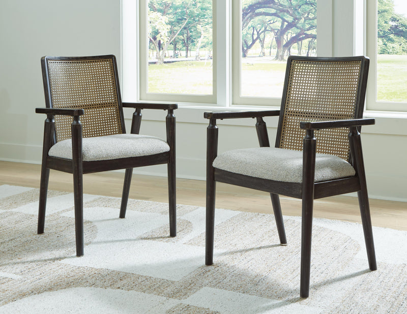 Ashley Furniture Galliden dining room set with a wooden table and matching chairs in a modern design.
