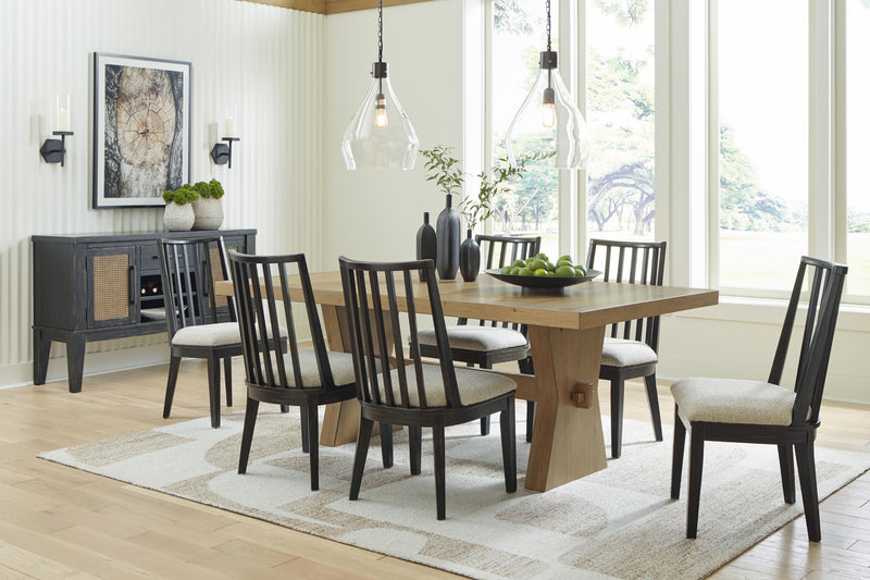 Ashley Furniture Galliden dining chair with a dark wood finish and cushioned seat, shown from a front angle.