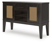 Ashley Furniture Galliden dining server with a sleek wooden finish, featuring multiple storage compartments and elegant design.