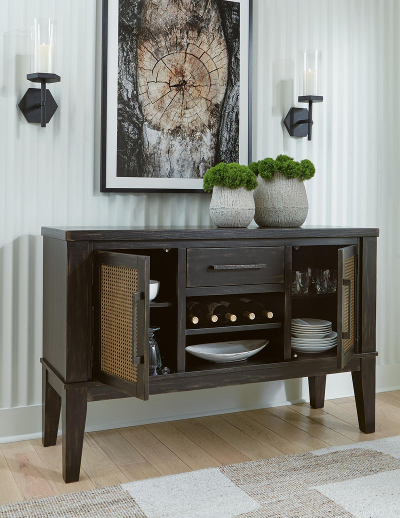 Ashley Furniture Galliden dining room set with a rectangular table and six upholstered chairs in a modern dining space
