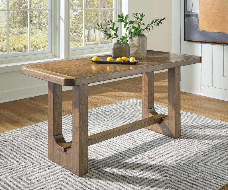 Ashley Furniture Cabalynn counter height dining table with wooden top and sturdy legs, ideal for casual dining spaces.