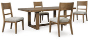 Ashley Furniture Cabalynn dining room set with a wooden table and matching chairs, showcasing a stylish and functional design.