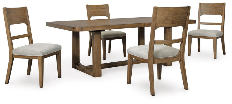 Ashley Furniture Cabalynn dining room set with a wooden table and matching chairs, showcasing a stylish and functional design.