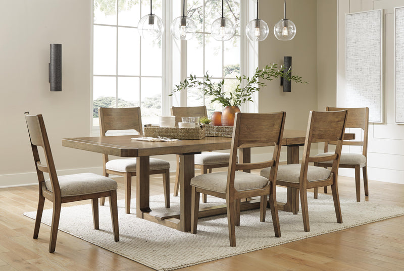 Ashley Furniture Cabalynn dining room set with a wooden table and matching chairs in a modern dining space.