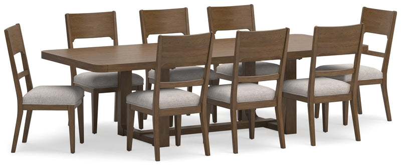 Ashley Furniture Cabalynn dining room set with a wooden table and matching chairs, elegant design for dining spaces.