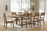 Ashley Furniture Cabalynn dining room set with a wooden table and six matching chairs in a modern design.