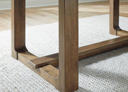 Ashley Furniture Cabalynn dining extension table with detailed base, showcasing the sturdy wooden design and expandable surface.