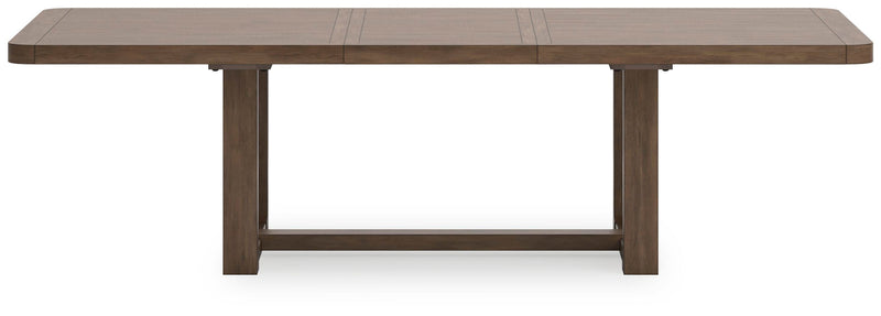 Ashley Furniture Cabalynn dining extension table with a sleek wooden surface and sturdy legs, perfect for versatile dining spaces.