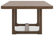 Ashley Furniture Cabalynn dining extension table with a wooden finish and sturdy legs, designed for versatile dining spaces.