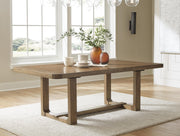 Ashley Furniture Cabalynn dining extension table with a wood finish and leaf extension, showcasing a sleek and modern design.