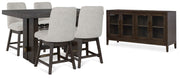 Ashley Furniture Burkhaus dining room set with a wooden table and matching chairs in a modern dining space.