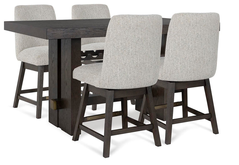 Ashley Furniture dining room set with a wooden table and matching chairs, shown in a stylish dining space.