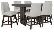 Ashley Furniture Burkhaus dining room set with a wooden table and matching chairs, stylish and modern for your dining space.