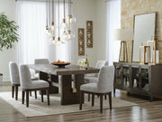 Ashley Furniture dining room set with a wooden table and matching chairs, ideal for a stylish dining space.