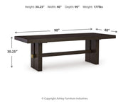 Ashley Furniture Burkhaus dining room set with a table and matching chairs, ideal for a modern dining space.