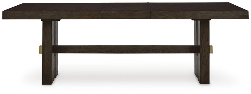 Ashley Furniture Burkhaus dining room set with table and chairs, stylish wood finish and contemporary design.