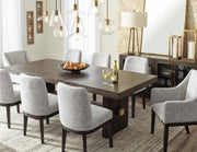 Ashley Furniture Burkhaus dining room set with a table and matching chairs, modern wood finish, perfect for contemporary dining spaces.