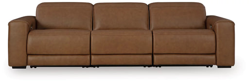 Ashley Furniture Magic Man Power Reclining Sectional Sofa with plush cushions and reclining seats in neutral fabric.